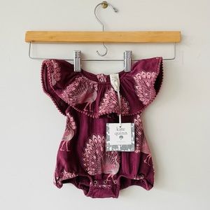 Kate Quinn organic cotton ruffle bubble romper peacock playsuit bodysuit NWT